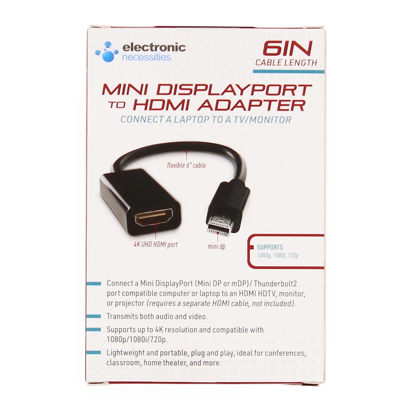 Mini Displayport To Hdmi Adapter- 6in Cable Length