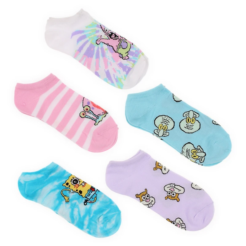 Ladies Spongebob Squarepants™ Tie Dye No Show Socks 5-Pack