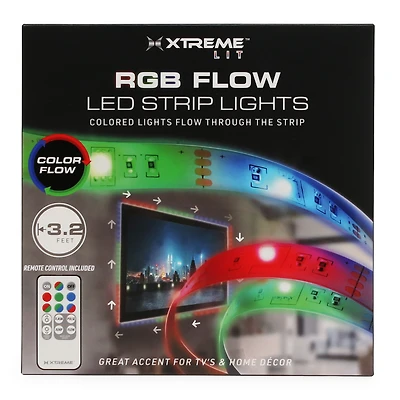 Rgb Color Flow Led Strip Light 3.2ft, Usb-Powered