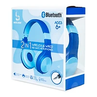 kid-safe 2-in-1 wireless & wired headphones with microphone
