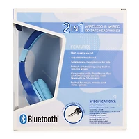 kid-safe 2-in-1 wireless & wired headphones with microphone