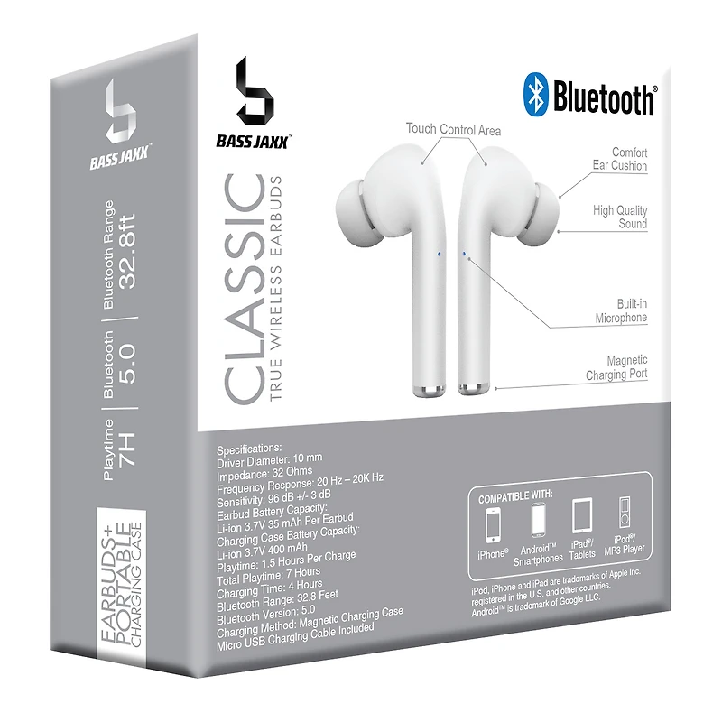 Classic Bluetooth® Earbuds With Mic