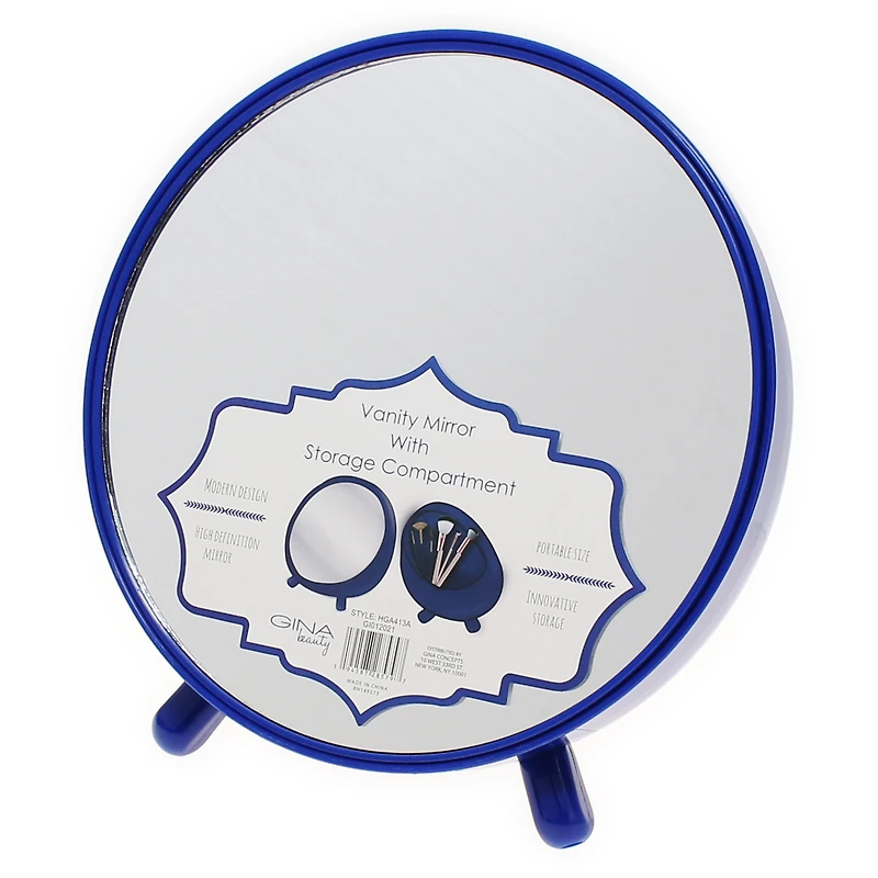 Round Vanity Mirror W/ Storage Compartment 7in