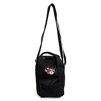 Mini Icon Crossbody Bag Embroidered- Black Floral