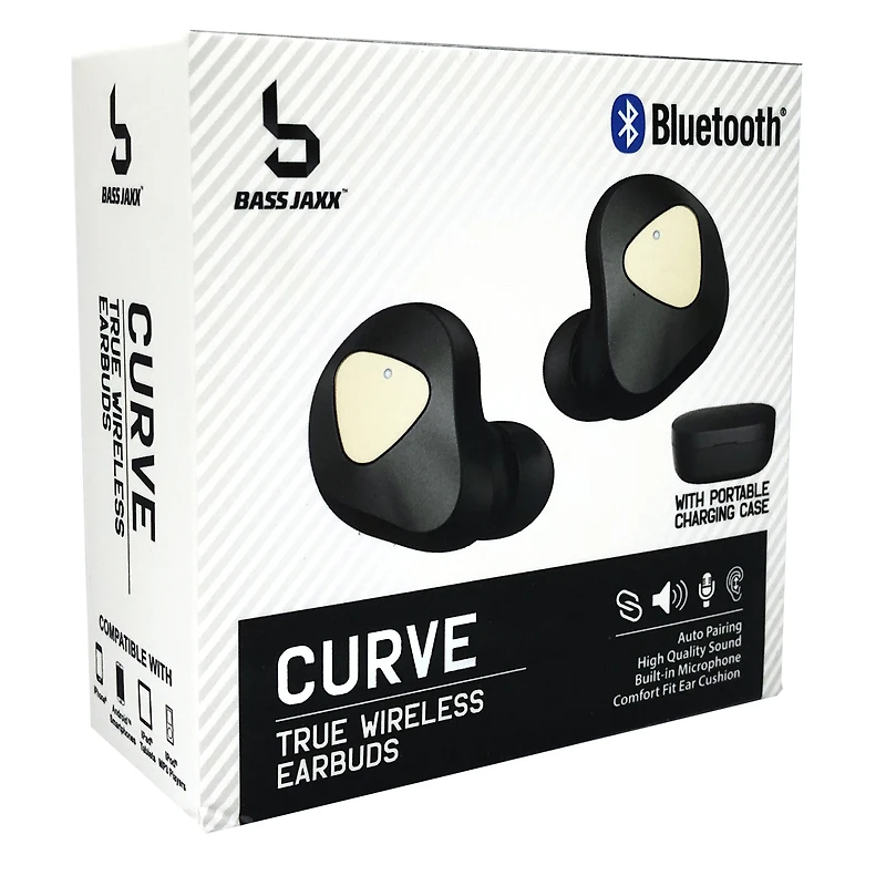curve bluetooth® earbuds with mic & charging case