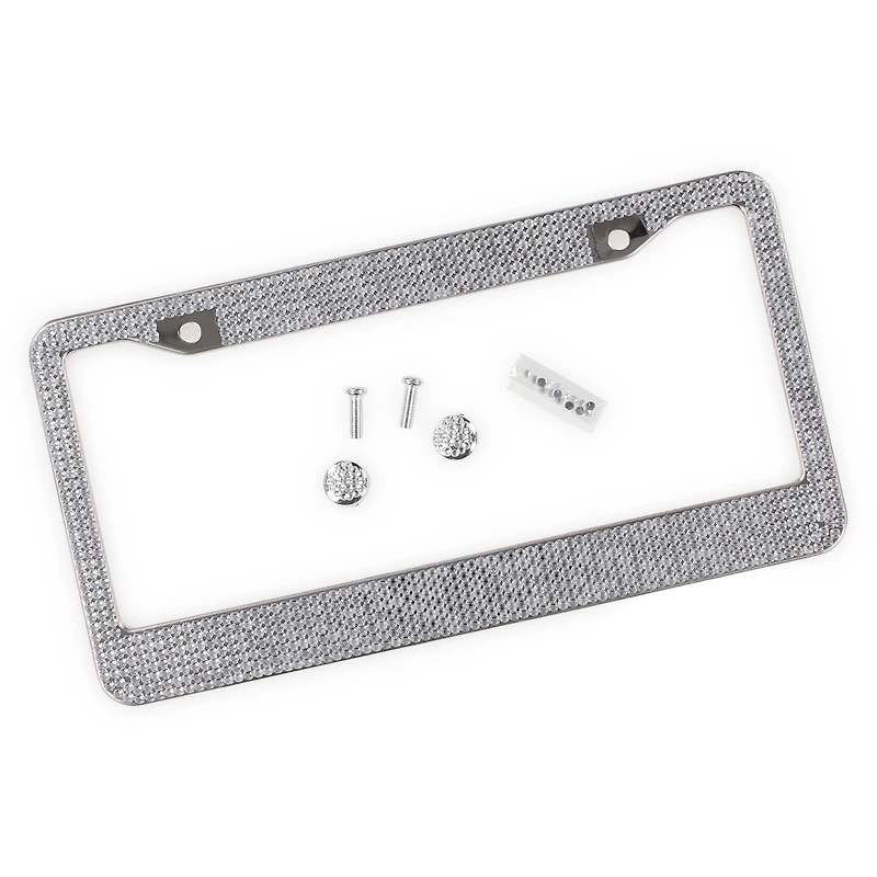 Rhinestone License Plate Frame For Car, Universal Fit