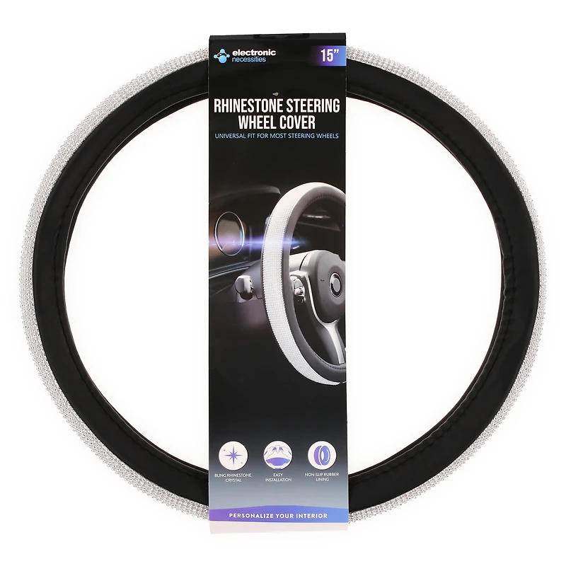 Rhinestone Steering Wheel Cover 15in/Universal Fit