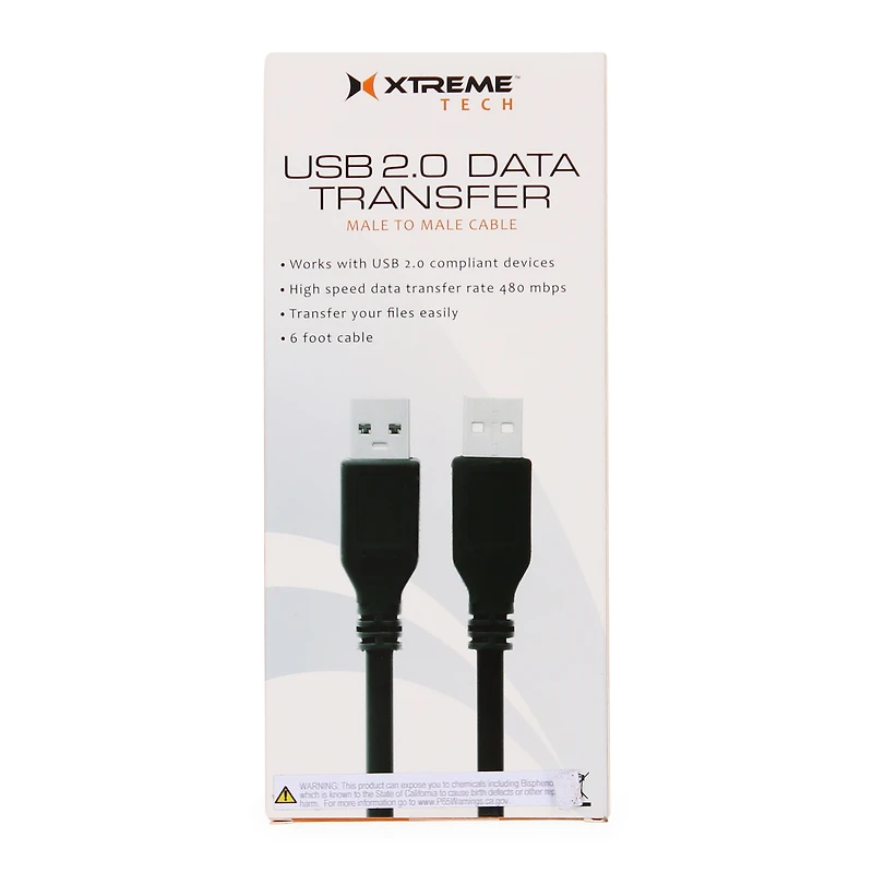 6ft Usb Cable, Male To Male