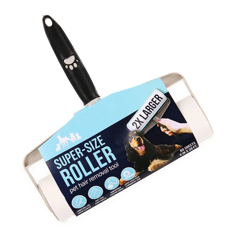 Super-Size Pet Hair Lint Roller 9in, 30 Sheets