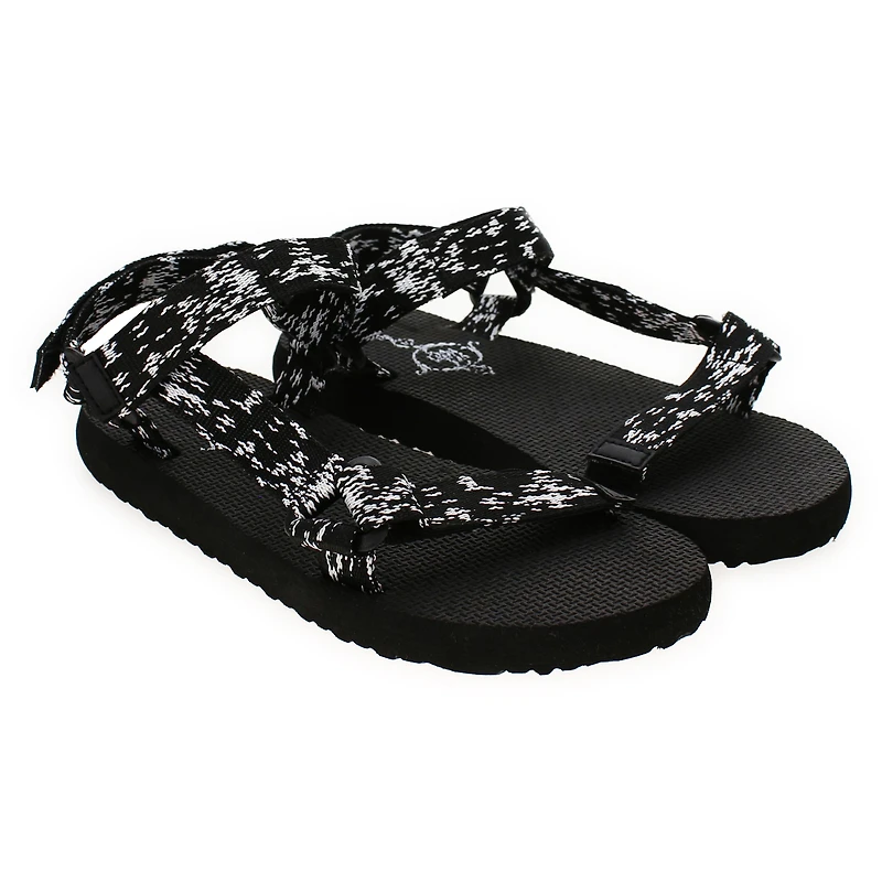 Ladies River Shoe Active Sandals - Black & White Straps