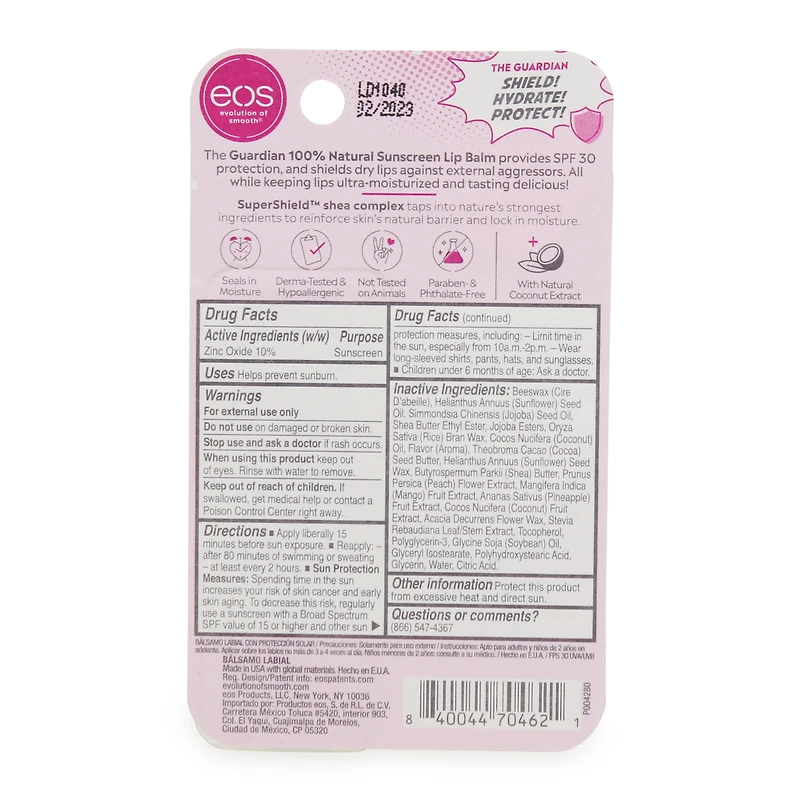 Eos® The Guardian Spf 30 Lip Balm With 100% Mineral Protection, Coconut Flavor