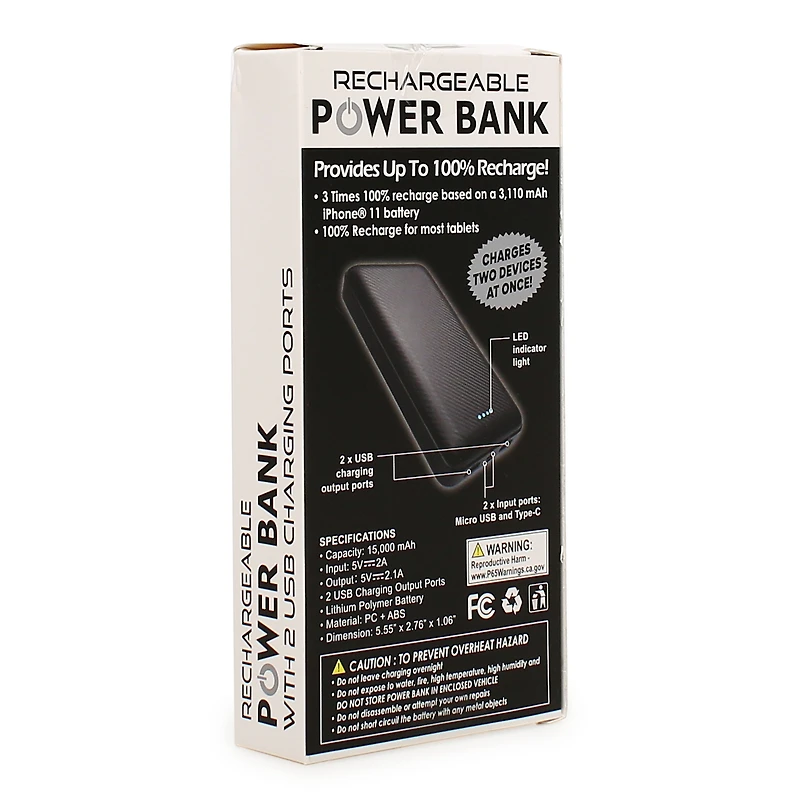 15000mAh Dual Port Power Bank
