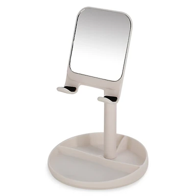desktop tablet & phone stand with vanity mirror