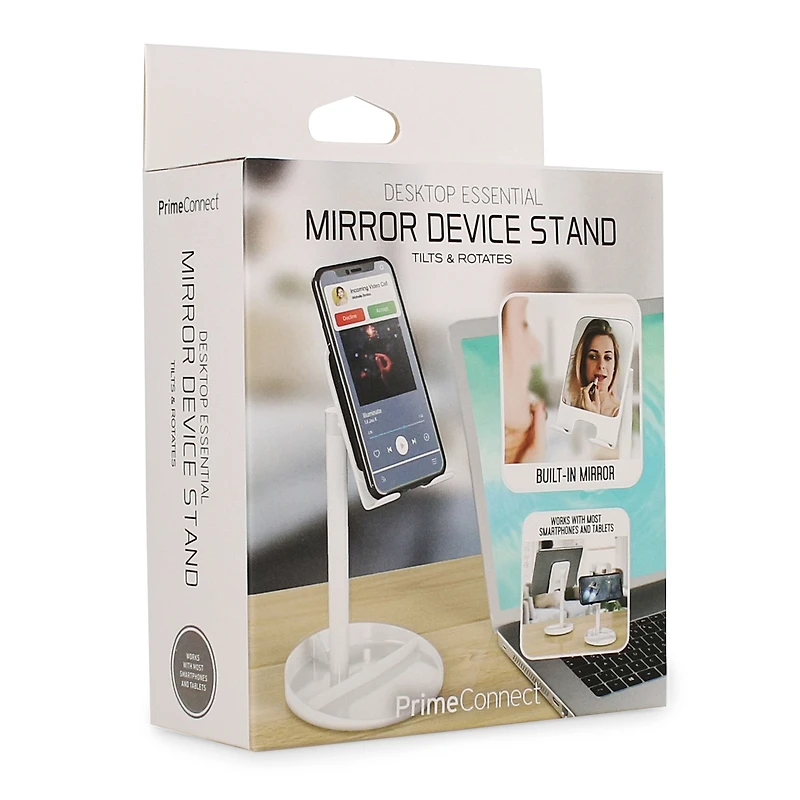 desktop tablet & phone stand with vanity mirror