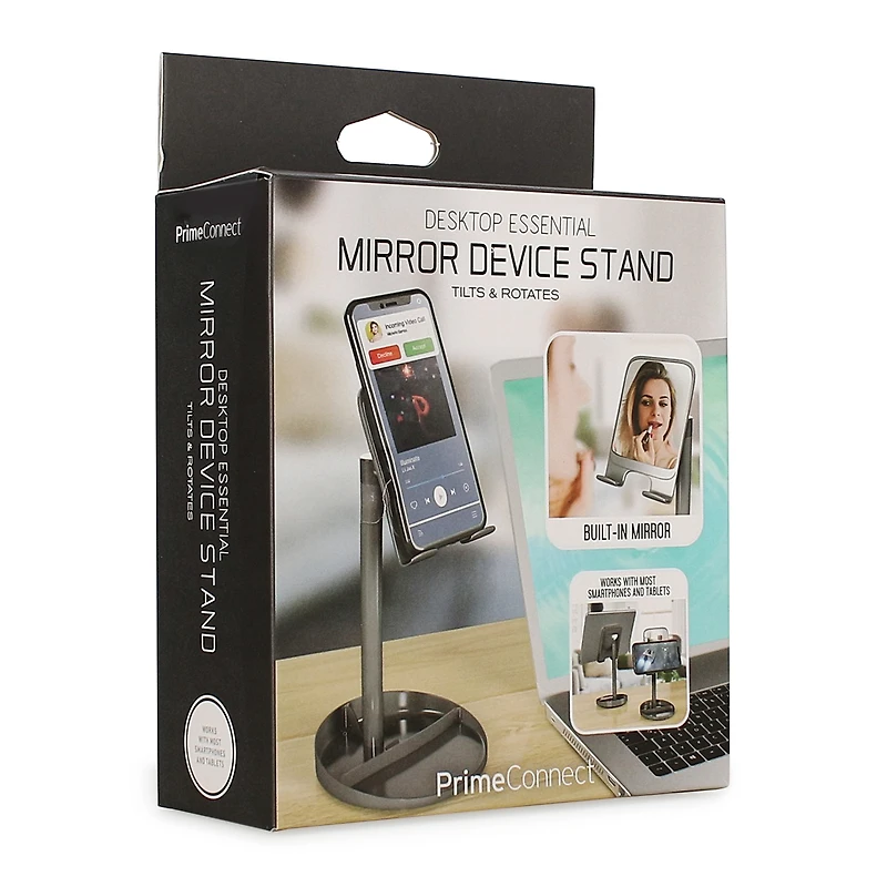 desktop tablet & phone stand with vanity mirror