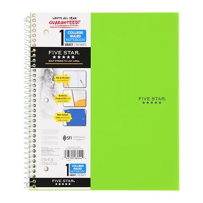 Mead® Five Star® Trendy 1 Subject College Ruled Notebook