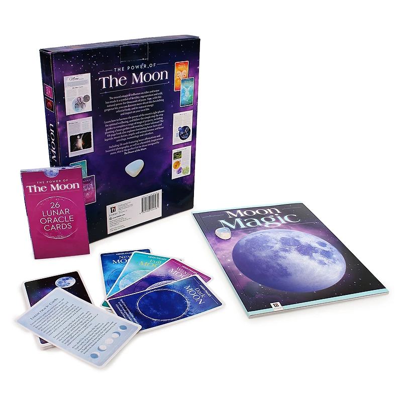 The Power Of The Moon: Book & Lunar Oracle Card Set W/ Moonstone