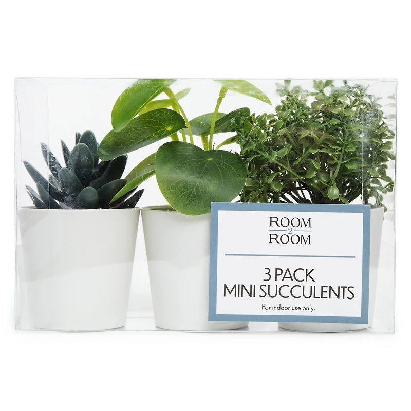 3-Pack Mini Faux Succulent Plants W/ Pots