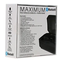 Maximum Bluetooth® Earbuds With Mic + Power Bank Charging Case