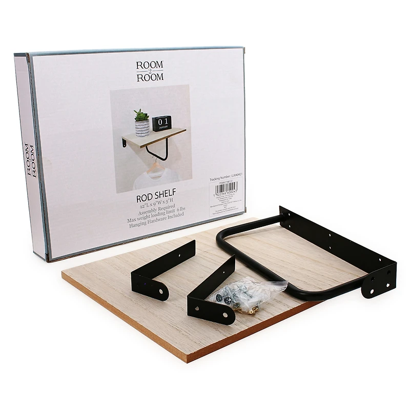 Wall Shelf With Hanging Rod 12in