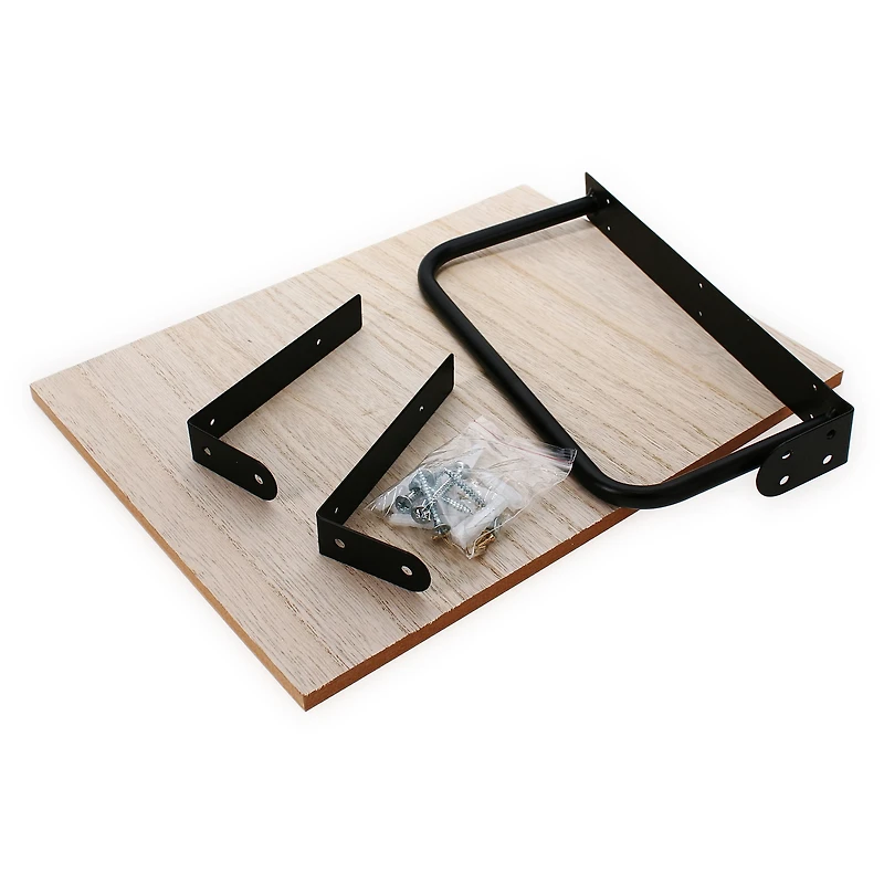 Wall Shelf With Hanging Rod 12in