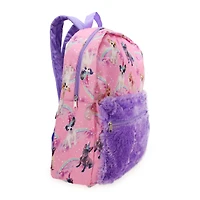 unicorn animal backpack w/ faux fur pocket
