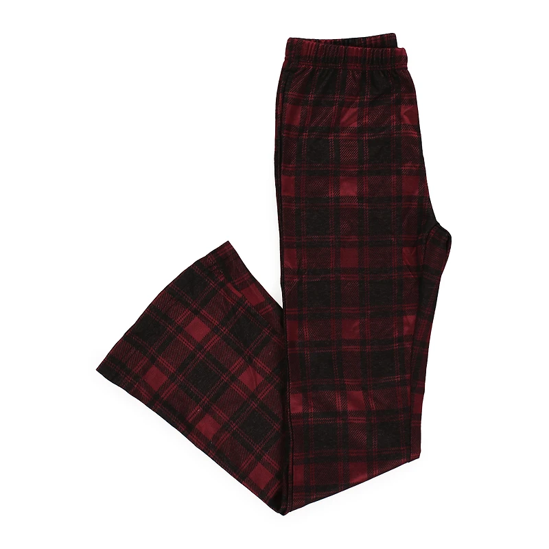 Juniors Kick Flare Pants - Burgundy Plaid