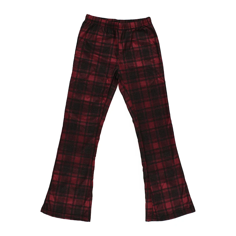 Juniors Kick Flare Pants - Burgundy Plaid