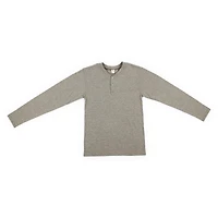Young Men's Long Sleeve Henley Tee - Olive Green