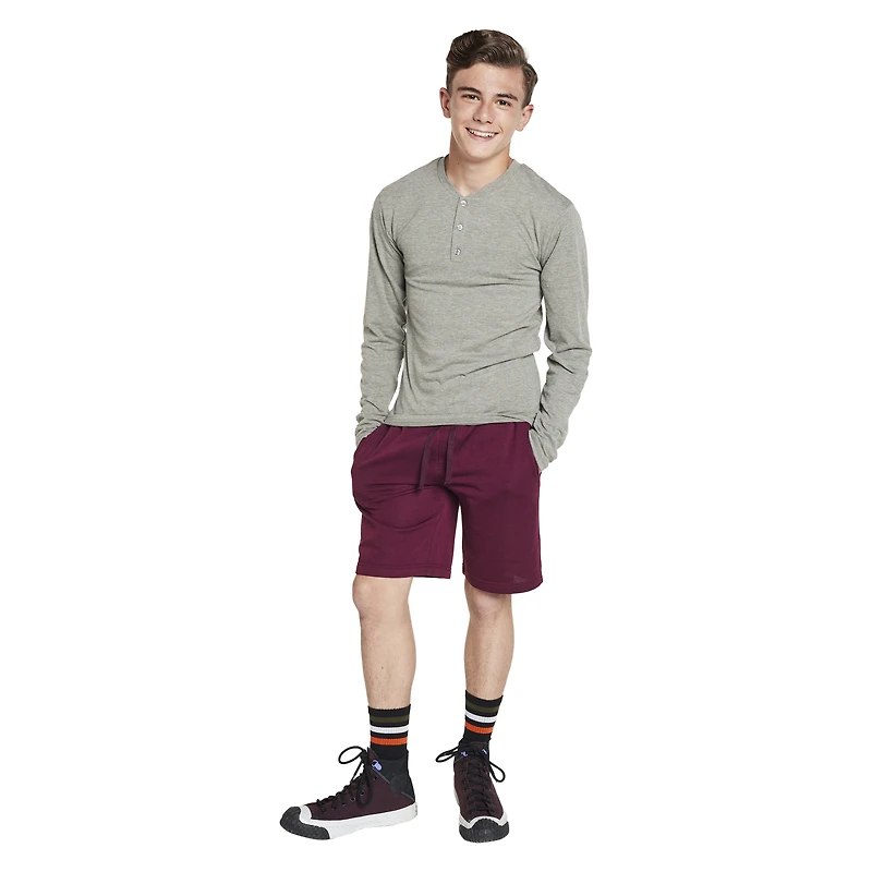 Young Men's Long Sleeve Henley Tee - Olive Green