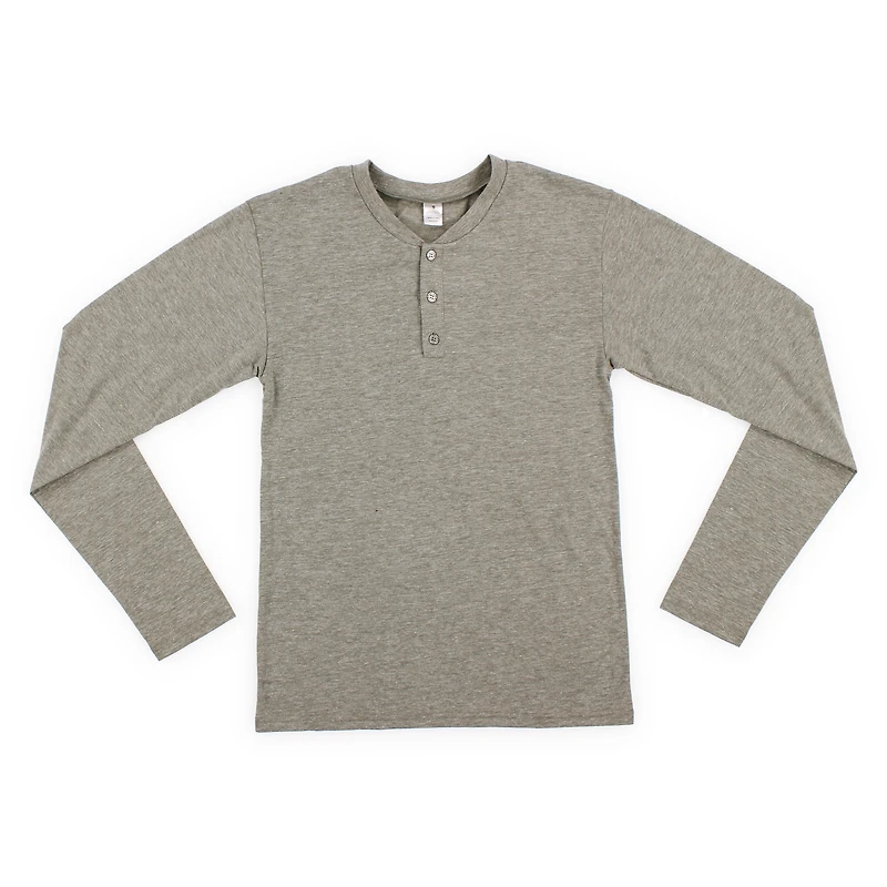 Young Men's Long Sleeve Henley Tee - Olive Green