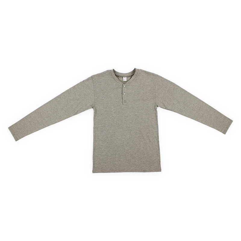 Young Men's Long Sleeve Henley Tee - Olive Green