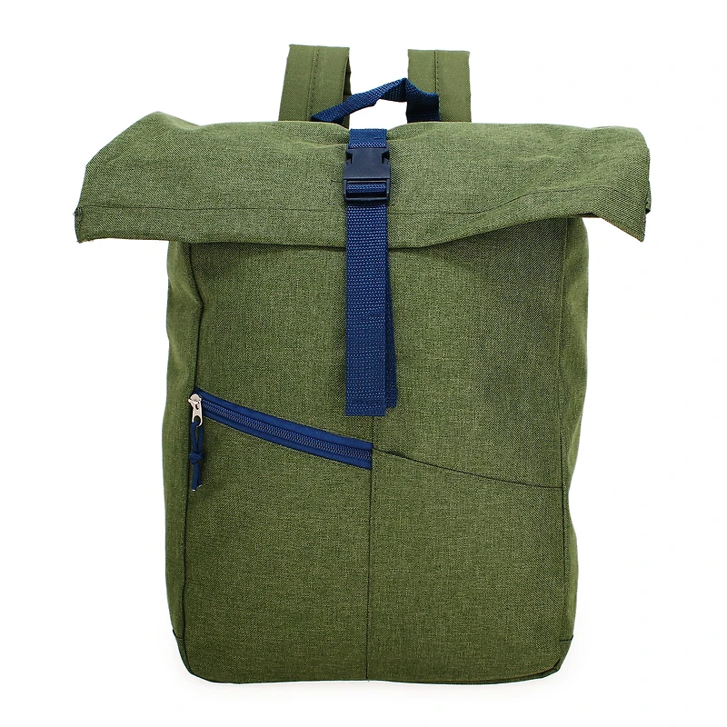 olive green roll top backpack 16in