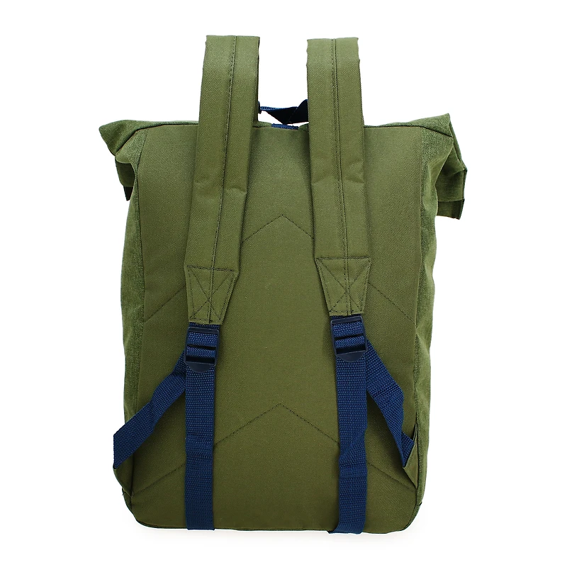 olive green roll top backpack 16in