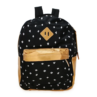 black & white polka dot backpack 16in
