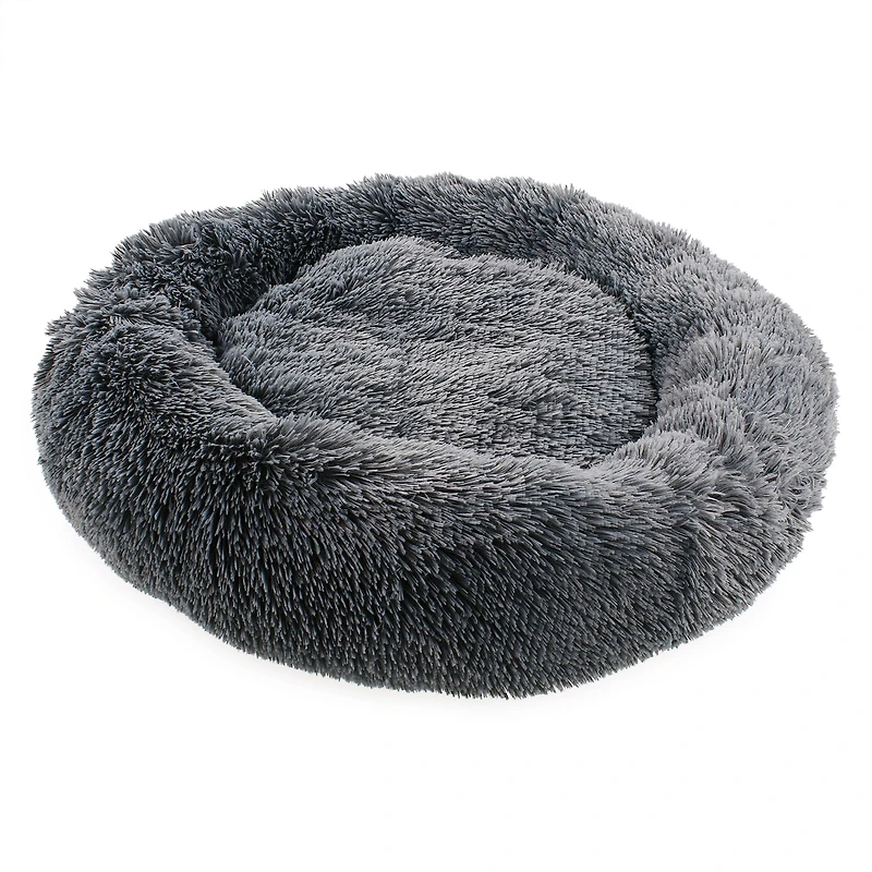 round faux fur pet bed 22in