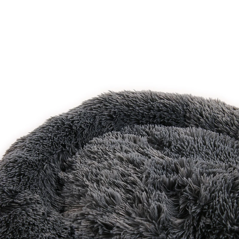round faux fur pet bed 22in