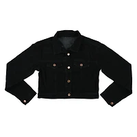 juniors cropped black denim jacket