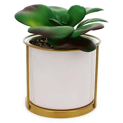 Metal Faux Succulent With Stand