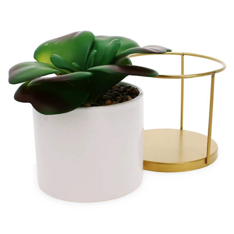 Metal Faux Succulent With Stand