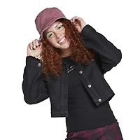juniors cropped black denim jacket