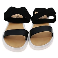ladies ankle strap sandals - black