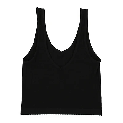 juniors seamless v-neck tank top - black