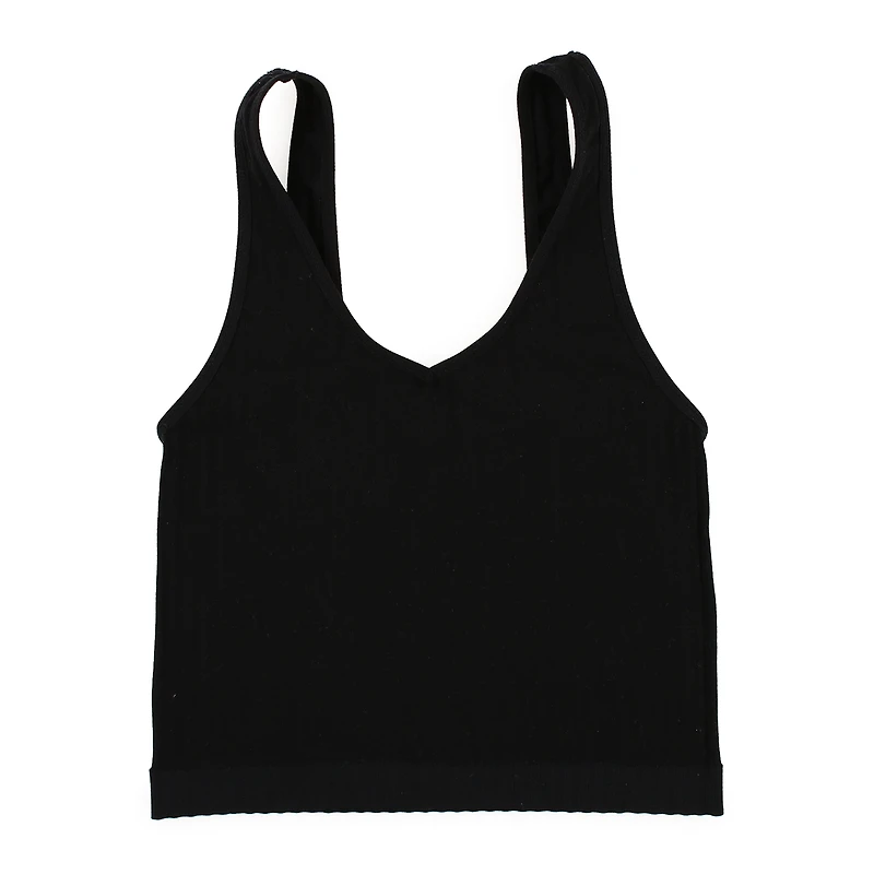 juniors seamless v-neck tank top - black