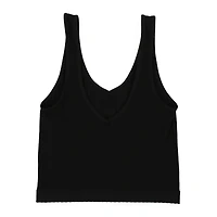 juniors seamless v-neck tank top - black