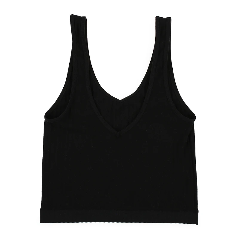 juniors seamless v-neck tank top - black