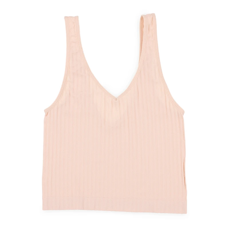 juniors seamless v-neck tank top - pink