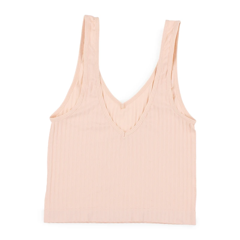 juniors seamless v-neck tank top - pink