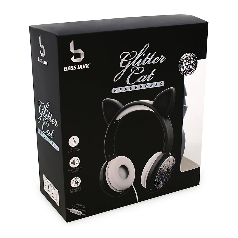 glitter cat shaky headphones with mic