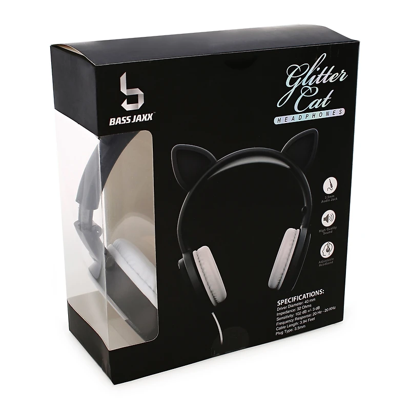glitter cat shaky headphones with mic